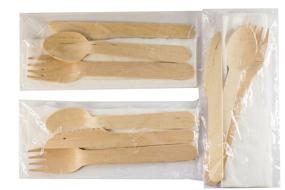 img 1 attached to 🌲 30-Pack Eco-friendly Disposable Wooden Plates and Cutlery Set with Napkins - Ideal Camping Kit