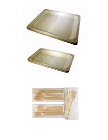 img 4 attached to 🌲 30-Pack Eco-friendly Disposable Wooden Plates and Cutlery Set with Napkins - Ideal Camping Kit