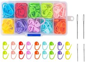 img 4 attached to 🧶 120 PCS Crochet Stitch Markers with 4 PCS Large Eye Sewing Blunt Needles - 3 Sizes for Knitting, Sewing, Stitching, Weaving - 10 Colors - Storage Case Included
