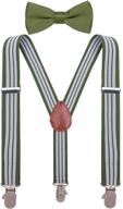 adjustable elastic y-back shark tooth boys suspenders and bow tie set with hand clips logo