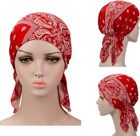 img 3 attached to Pack of 3 Pre-Tied Head Scarves Slip-On Beanies: Chemo Caps and Covers for Women