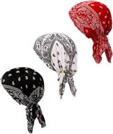 pack of 3 pre-tied head scarves slip-on beanies: chemo caps and covers for women logo