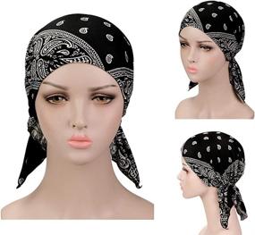 img 2 attached to Pack of 3 Pre-Tied Head Scarves Slip-On Beanies: Chemo Caps and Covers for Women