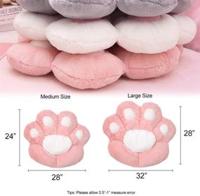 img 3 attached to 🐾 Cute Cat Paw Shaped Pillow Seat Cushion 28" x 24" - Soft Jumbo Lazy Sofa Kawaii Bear Paw Pillows Tatami Floor Seating Cushions Mat Chair Pad - Perfect for Dining Room, Bedroom, Office, Living Room - Medium White