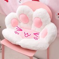 🐾 cute cat paw shaped pillow seat cushion 28" x 24" - soft jumbo lazy sofa kawaii bear paw pillows tatami floor seating cushions mat chair pad - perfect for dining room, bedroom, office, living room - medium white logo