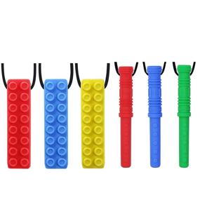 img 4 attached to 🌈 Chew Necklace 6-Pack by GNAWRISHING - Ideal for Autistic, ADHD, SPD, and Oral Motor Stimulation - Durable, Long-Lasting Option for Boys, Girls, and Kids