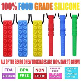 img 2 attached to 🌈 Chew Necklace 6-Pack by GNAWRISHING - Ideal for Autistic, ADHD, SPD, and Oral Motor Stimulation - Durable, Long-Lasting Option for Boys, Girls, and Kids