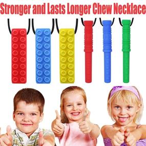 img 1 attached to 🌈 Chew Necklace 6-Pack by GNAWRISHING - Ideal for Autistic, ADHD, SPD, and Oral Motor Stimulation - Durable, Long-Lasting Option for Boys, Girls, and Kids