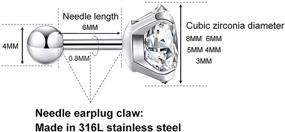 img 3 attached to Hypoallergenic Cubic Zirconia Stud Earrings: Stylish Surgical Steel for Women, Men, Girls - Set of 5 Pairs for Cartilage and Helix Fashion Statements