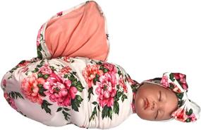 img 1 attached to 🌸 Pink Rose Mommy Robe Set: Matching Baby Swaddle Blanket and Bow Included (Size: Small-Medium)