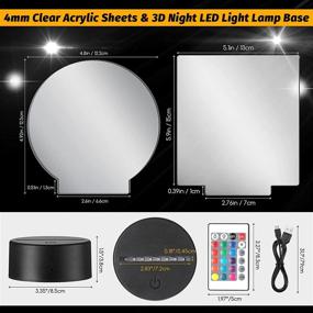 img 3 attached to 🎄 Christmas DIY Acrylic Lamp Base Set with 4 Clear Acrylic Sheets and 3D Night LED Light Lamp: Remote Control, USB Cable - Perfect for Restaurants, Room Decor, Shops, Bars, and Cafes (Black Base)