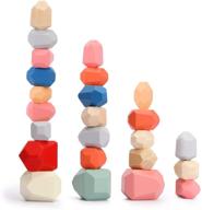 36-piece montessori stacking balancing stone rocks: wooden educational building blocks game for 3-year-olds logo