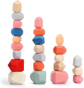 img 4 attached to 36-Piece Montessori Stacking Balancing Stone Rocks: Wooden Educational Building Blocks Game for 3-Year-Olds