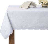 deluxe violet linen embroidered rectangle tablecloth: elevate your food service setup logo