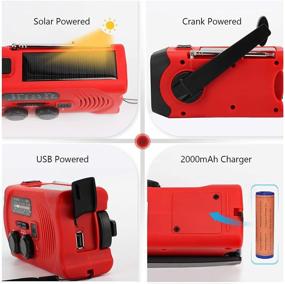 img 1 attached to 📻 Maxuni Emergency Weather Radio - Solar Hand Crank Portable NOAA Weather Radio with AM/FM, LED Flashlight, USB Charger and SOS Alarm (Red/Black)