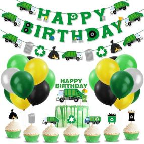 img 4 attached to Trash Truck Birthday Party Decor Waste Management Theme Supplies Garbage Truck Banner Garland Cake Topper Cupcake Toppers Latex Balloons for Boy’s Recycling Birthday Party