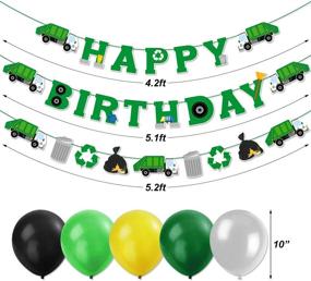 img 1 attached to Trash Truck Birthday Party Decor Waste Management Theme Supplies Garbage Truck Banner Garland Cake Topper Cupcake Toppers Latex Balloons for Boy’s Recycling Birthday Party