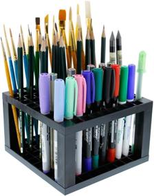 img 2 attached to 🖌️ U.S. Art Supply 96 Hole Plastic Pencil & Brush Holder - Desk Organizer Stand for Pens, Paint Brushes, Colored Pencils, Markers