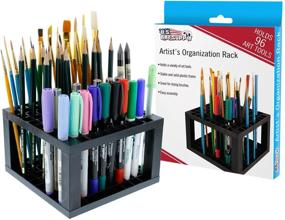 img 4 attached to 🖌️ U.S. Art Supply 96 Hole Plastic Pencil & Brush Holder - Desk Organizer Stand for Pens, Paint Brushes, Colored Pencils, Markers