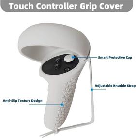 img 2 attached to 🎮 Oculus Quest 2 VR Headset Accessories: Touch Controller Grip Cover, Silicone Face Cover, Lens Protect Pad, Thumbstick Cap - Anti-Throw Handle Protective Sleeve with Adjustable Knuckle Strap (White)