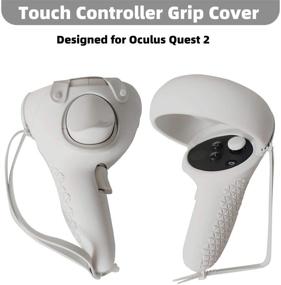 img 3 attached to 🎮 Oculus Quest 2 VR Headset Accessories: Touch Controller Grip Cover, Silicone Face Cover, Lens Protect Pad, Thumbstick Cap - Anti-Throw Handle Protective Sleeve with Adjustable Knuckle Strap (White)