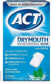 img 4 attached to 🌬️ Освежающая жевательная резинка ACT для сухости во рту с ксилитолом - без сахара, успокаивающая свежая мята - 20 штук