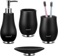 kadolina black bathroom accessories set: toothbrush holder, soap dispenser, soap dish, tumbler cup - stylish ceramic vanity countertop bath restroom accessory set (4 pieces) logo