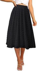 img 4 attached to 👗 Ezcosplay Women's Boho Swiss Dot High Waist Pleated A-Line Midi Skirt - Effortless Style for Any Occasion