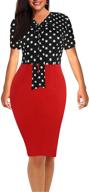 sakaly women's patchwork dot floral printed v-neck sheath pencil midi dress with bow - sk299 logo