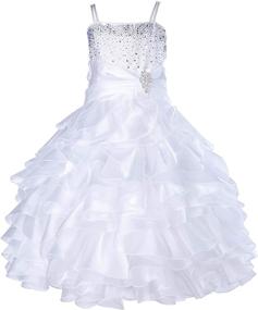 img 2 attached to Ekidsbridal Asymmetric Ruffled Organza Toddler Girls' Clothing for Dresses