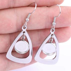img 1 attached to ✨ 20pcs Stainless Steel Triangle Earring Base 8mm 10mm Round Cameo Cabochon Bezel Setting Blanks DIY Ear Hooks Findings (10mm) - Perfect for Customizable Earrings!