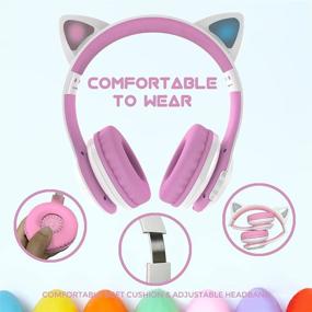 img 3 attached to 🎧 Midola Cat Light Bluetooth Headphone: Foldable Over Ear Stereo Sound, Volume Limited, AUX & Mic - Ideal for Adults & Kids; Compatible with Tablets, TV - White