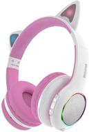 🎧 midola cat light bluetooth headphone: foldable over ear stereo sound, volume limited, aux & mic - ideal for adults & kids; compatible with tablets, tv - white logo