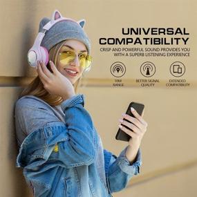 img 2 attached to 🎧 Midola Cat Light Bluetooth Headphone: Foldable Over Ear Stereo Sound, Volume Limited, AUX & Mic - Ideal for Adults & Kids; Compatible with Tablets, TV - White