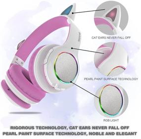 img 1 attached to 🎧 Midola Cat Light Bluetooth Headphone: Foldable Over Ear Stereo Sound, Volume Limited, AUX & Mic - Ideal for Adults & Kids; Compatible with Tablets, TV - White