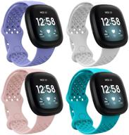 наручные ремешки watbro sport, совместимые с fitbit versa 3 / fitbit sense, мягкий силикон, дышащие, водонепроницаемые запасные ремешки для женщин и мужчин, браслеты для умных часов fitbit versa 3 / fitbit sense. логотип