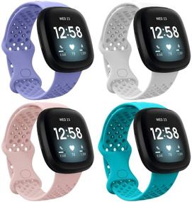 img 4 attached to Watbro Sport Bands Compatible with Fitbit Versa 3 / Fitbit Sense, Soft Silicone Breathable Waterproof Replacement Straps for Women and Men, Wristbands for Fitbit Versa 3 / Fitbit Sense Smart Watches