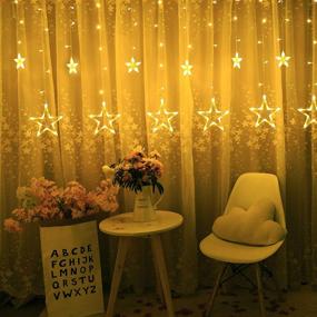 img 3 attached to 🌟 Albelt Star Lights Curtain - 138 LED Star String Lights with 12 Stars, Window Lights for Christmas, Wedding, Party, Home Decorations - 8 Lighting Modes, Warm White – Ideal for Ramadan Decoration