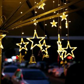 img 1 attached to 🌟 Albelt Star Lights Curtain - 138 LED Star String Lights with 12 Stars, Window Lights for Christmas, Wedding, Party, Home Decorations - 8 Lighting Modes, Warm White – Ideal for Ramadan Decoration