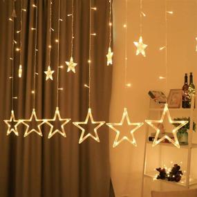 img 4 attached to 🌟 Albelt Star Lights Curtain - 138 LED Star String Lights with 12 Stars, Window Lights for Christmas, Wedding, Party, Home Decorations - 8 Lighting Modes, Warm White – Ideal for Ramadan Decoration