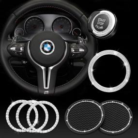 img 4 attached to JINGSEN Bling Car Steering Wheel Diamond Sticker For BMW