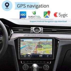 img 2 attached to 🚗 Podofo 10" Android Double Din Car Stereo Radio with Split Screen, GPS Navigation, Touch Screen Head Unit, Bluetooth, FM, WiFi, USB, Mirror Link for Android/iOS Phone - Includes Backup Camera