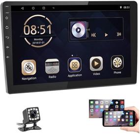 img 4 attached to 🚗 Podofo 10" Android Double Din Car Stereo Radio with Split Screen, GPS Navigation, Touch Screen Head Unit, Bluetooth, FM, WiFi, USB, Mirror Link for Android/iOS Phone - Includes Backup Camera
