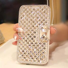 img 3 attached to 💎 Bling Rhinestone Wallet Case for iPhone 12 Pro Max - Bonitec's Cute Shiny Luxury Crystal Diamond Flip Stand Cover with Card Slot and Kickstand