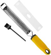 🍋 stainless steel zester grater with handle - lemon and cheese grater slicer for citrus, garlic, and chocolate. includes protective cover and brush logo