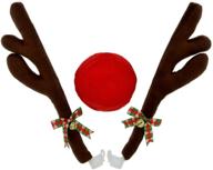 🦌 reindeer car decor kit – rudolph car ornament with antlers & red nose – bright christmas car accessories – holiday vehicle decoration, easy to install logo