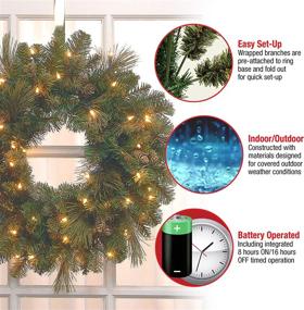 img 2 attached to 🎄 National Tree Company Pre-Lit Artificial Christmas Wreath: Green Carolina Pine with White Lights, Pine Cones Decoration, 24 Inches - Christmas Collection