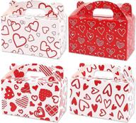 ❤️ valentine's day treat gable boxes: 24pcs of cardboard heart paper mini goody bags for cookie & craft lovers, ideal for classroom, party favors & supplies logo
