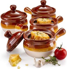 img 4 attached to 🍲 French Onion Crock Bowls with Convenient Handles