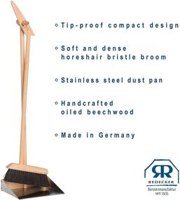 img 1 attached to Premium German-Made Redecker Horsehair Broom and Stainless Steel Dust Pan Set, 35-3/8 inches, Long-Lasting Oiled Beechwood Handles, Stable Tip-Proof Design, Reliable and Efficient Natural Bristles